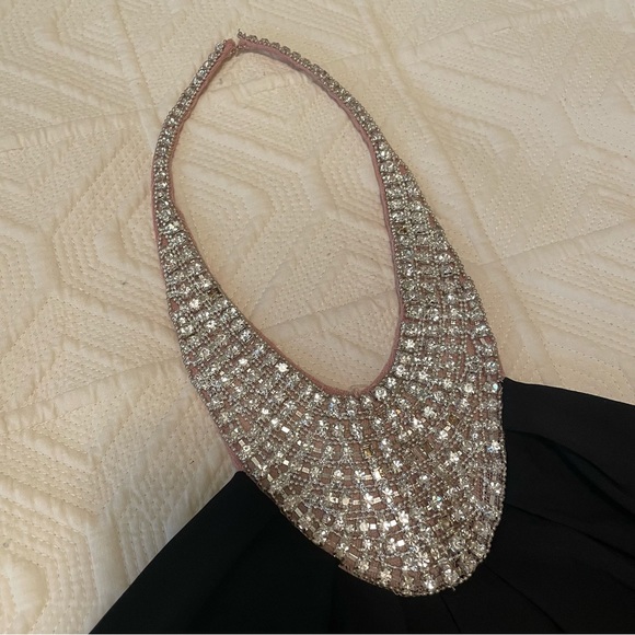 LM Collection strapless black knit dress with attached sequin “necklace “. - Picture 1 of 4